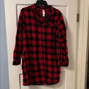 Stars Above Red and Black Plaid Sleep Shirt